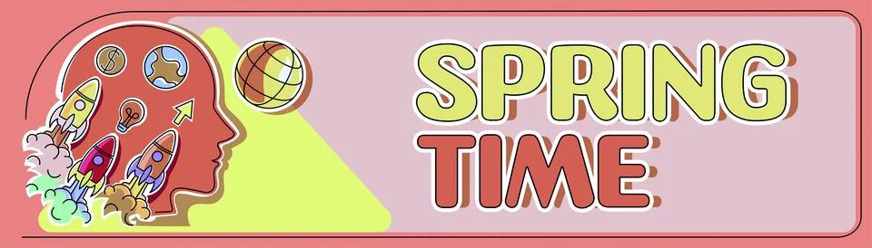 Conceptual caption Spring Time. Internet Concept temperate season of the year Stock Illustration