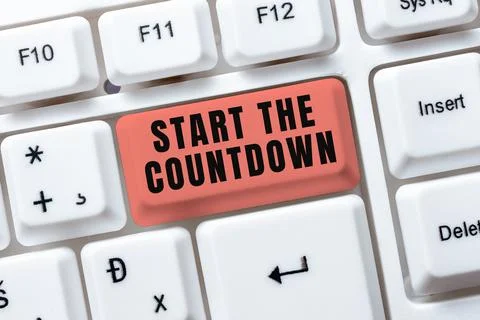 Conceptual caption Start The Countdown. Word Written on Sequence of Backward Stock-Fotos