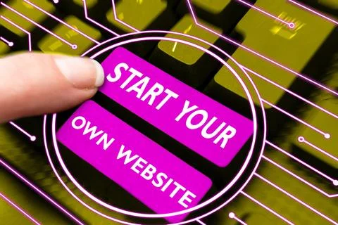 Conceptual caption Start Your Own Website. Word Written on serve as Extension of Stock-Fotos