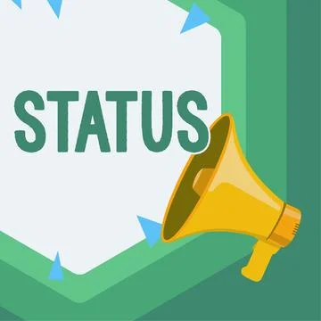 Conceptual caption Status. Business overview situation at a particular time Stock Illustration