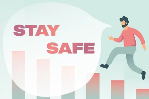 Conceptual caption Stay Safe. Internet Concept secure from threat of danger 库存插图