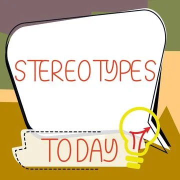 Conceptual caption Stereotypes. Concept meaning any thought widely adopted by Stock Illustration
