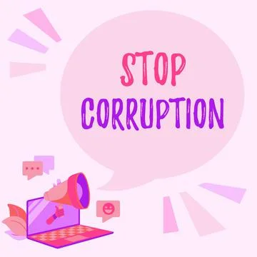 Conceptual caption Stop Corruption. Concept meaning Put an end in abusing of Stock Illustration