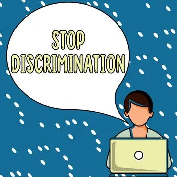 Conceptual caption Stop Discrimination. Business approach Prevent Illegal イラスト素材