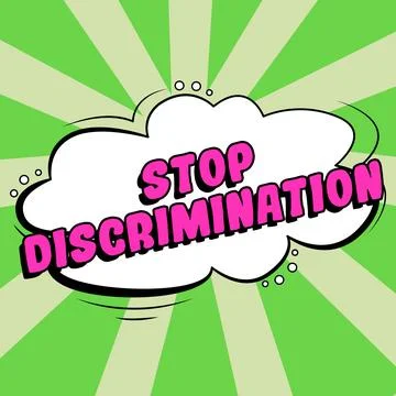 Conceptual caption Stop Discrimination. Business concept Prevent Illegal Stock Illustration