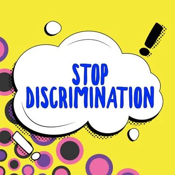 Conceptual caption Stop Discrimination. Word Written on Prevent Illegal Stock Illustration