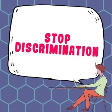 Conceptual caption Stop Discrimination. Word Written on Prevent Illegal Stock Illustration