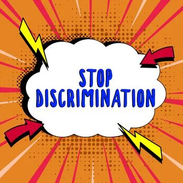 Conceptual caption Stop Discrimination. Word Written on Prevent Illegal Stock Illustration