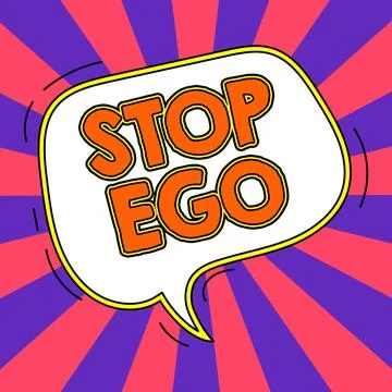 Conceptual caption Stop Ego. Internet Concept Control your obsession about a Stock Illustration