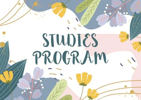 Conceptual caption Studies Program. Business showcase Platform help move you Stock Illustration