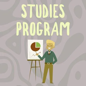 Conceptual caption Studies Program. Business overview Platform help move you Stock Illustration