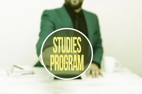 Conceptual caption Studies Program. Conceptual photo Platform help move you Stock Photos