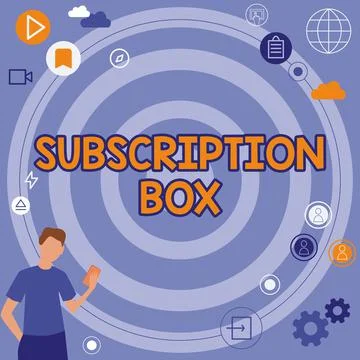Conceptual caption Subscription Box. Conceptual photo button if you clicked on Ilustración de archivo