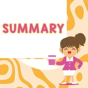 Conceptual caption Summary. Word for Brief Statement Abstract Synopsis Concise Stock Illustration