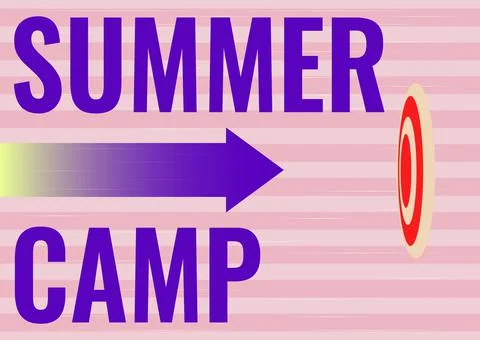 Conceptual caption Summer Camp. Concept meaning Supervised program for kids and Stock Illustration