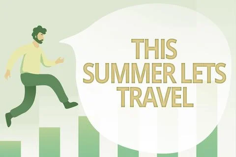 Conceptual caption This Summer Lets Travel. Concept meaning trip journey from Stock Illustration