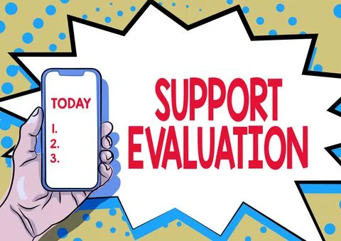 Conceptual caption Support Evaluation. Business idea Assisting process that イラスト素材