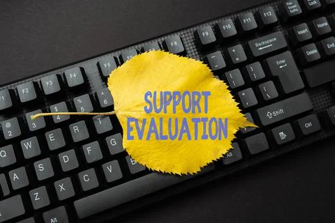 Conceptual caption Support Evaluation. Business overview Assisting process that Stock Photos