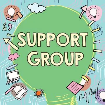 Conceptual caption Support Group. Business concept number of people involved in Stock Illustration