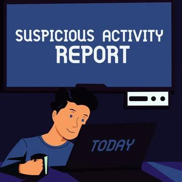 Conceptual caption Suspicious Activity Report. Concept meaning account or Stock Illustration