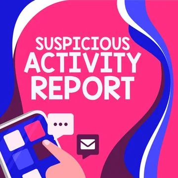 Conceptual caption Suspicious Activity Report. Internet Concept account or Stock Illustration