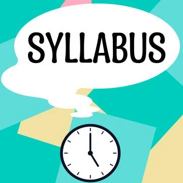 Conceptual caption Syllabus. Word for a summary outline of a discourse, treatise Stock Illustration
