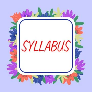 Conceptual caption Syllabus. Word Written on a summary outline of a discourse Ilustração Stock