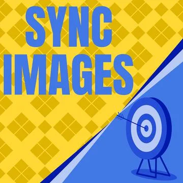 Conceptual caption Sync Images. Word Written on Making photos identical in all Stock Illustration