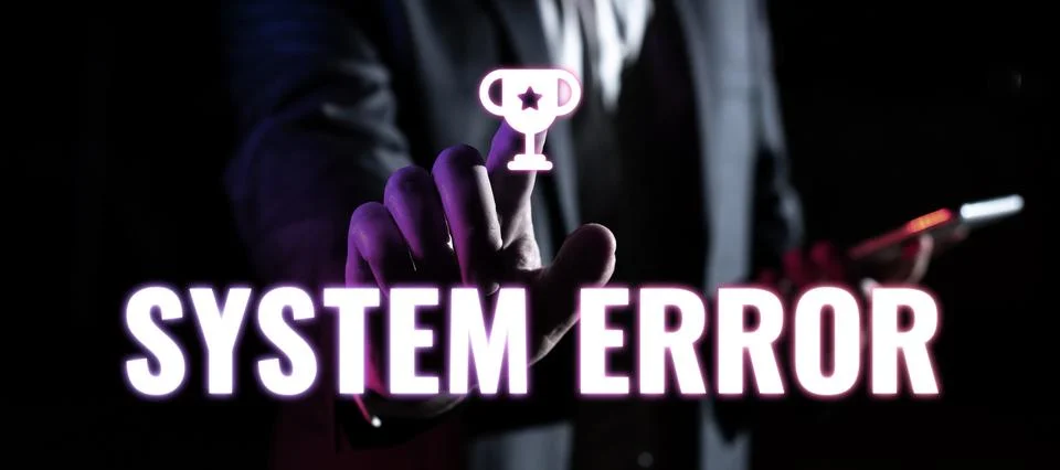 Conceptual caption System Error. Business showcase Technological failure Stock Photos
