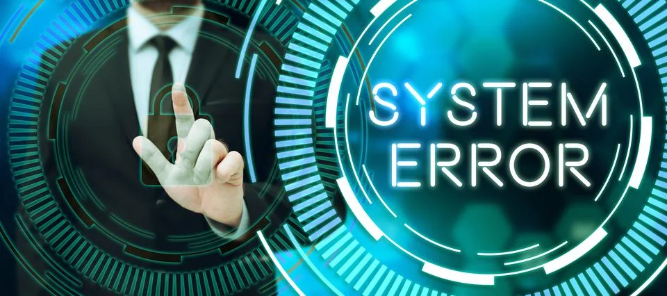 Conceptual caption System Error. Concept meaning Technological failure Software Foto stock