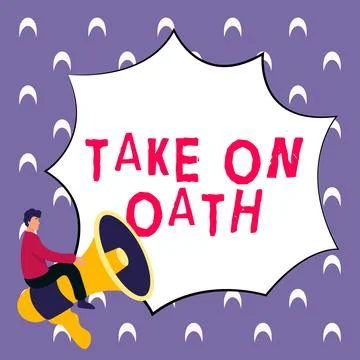 Conceptual caption Take On Oath. Concept meaning A solemn appeal to a deity Stock-Illustration