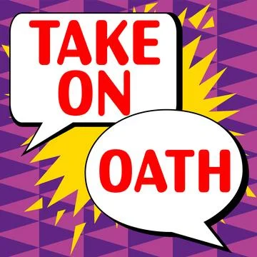 Conceptual caption Take On Oath. Word for A solemn appeal to a deity Speak the Stock-Illustration