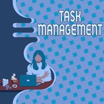 Conceptual caption Task Management. Business idea the process of managing a task イラスト素材
