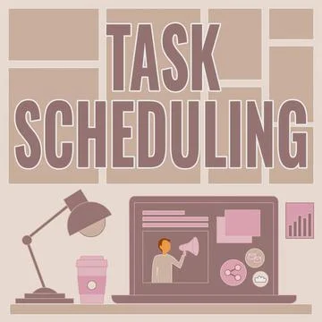 Conceptual caption Task Scheduling. Business approach The assignment of start 스톡 일러스트