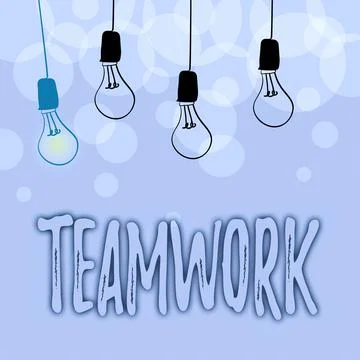 Conceptual caption Teamwork. Word Written on the group s is collaborative effort Stock Illustration