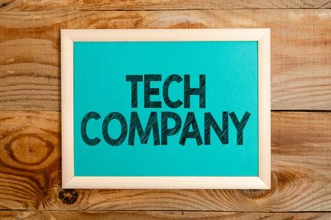 Conceptual caption Tech Company. Concept meaning a company that invents or Stock Photos