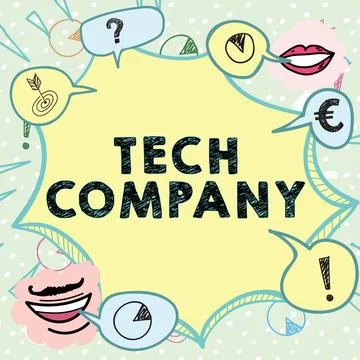Conceptual caption Tech Company. Conceptual photo a company that invents or Stock Illustration
