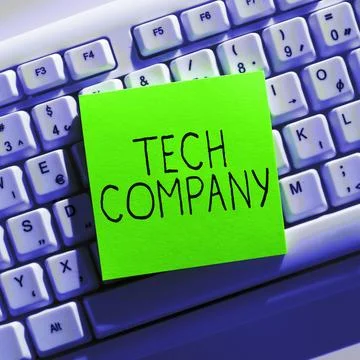 Conceptual caption Tech Company. Internet Concept a company that invents or Stock Photos