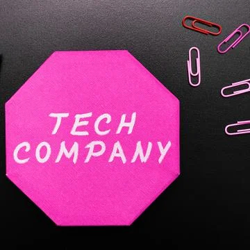 Conceptual caption Tech Company. Internet Concept a company that invents or Stock Photos