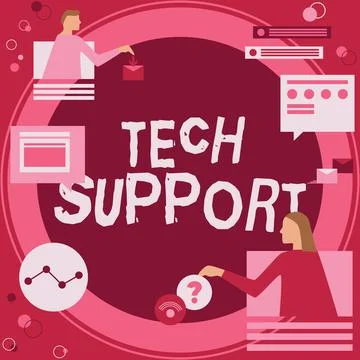 Conceptual caption Tech Support. Business approach Assisting individuals who are イラスト素材