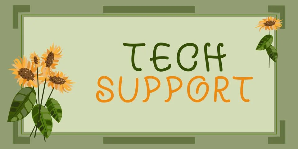 Conceptual caption Tech Support. Word for Assisting individuals who are having Stock Illustration