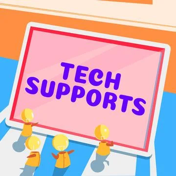 Conceptual caption Tech Supports. Business idea Help given by technician Online 스톡 일러스트
