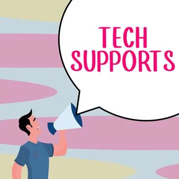 Conceptual caption Tech Supports. Business overview Help given by technician 스톡 일러스트