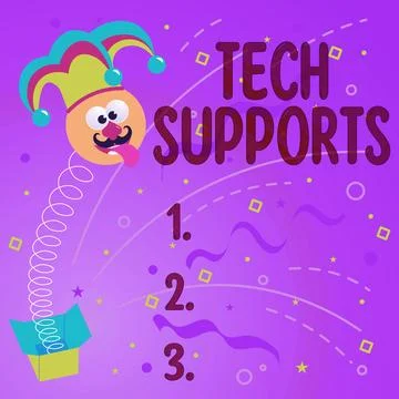 Conceptual caption Tech Supports. Internet Concept Help given by technician Stock Illustration