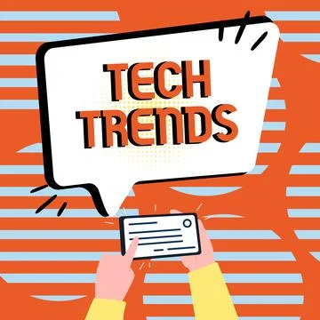 Conceptual caption Tech Trends. Business overview technology that is recently Stock Illustration