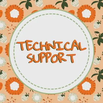 Conceptual caption Technical SupportRepair and advice services to users of their Stock Illustration