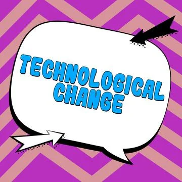 Conceptual caption Technological Change. Word for increase in the efficiency of Stock Illustration