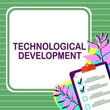 Conceptual caption Technological Development. Word for Invention or Innovation Stock Illustration