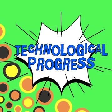 Conceptual caption Technological Progress. Word for overall Process of Invention Ilustración de archivo