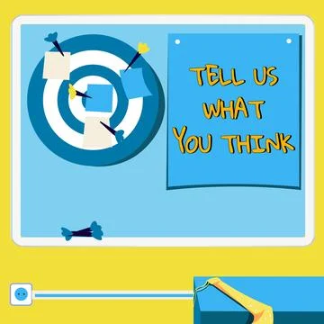 Conceptual caption Tell Us What You Think. Internet Concept Express your Stock Illustration